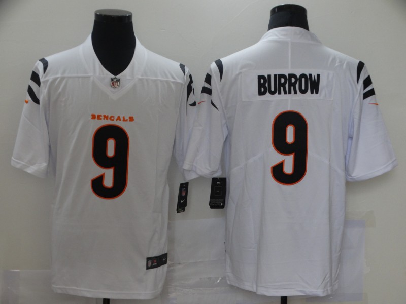 Men's Cincinnati Bengals Joe Burrow #9 White Jersey